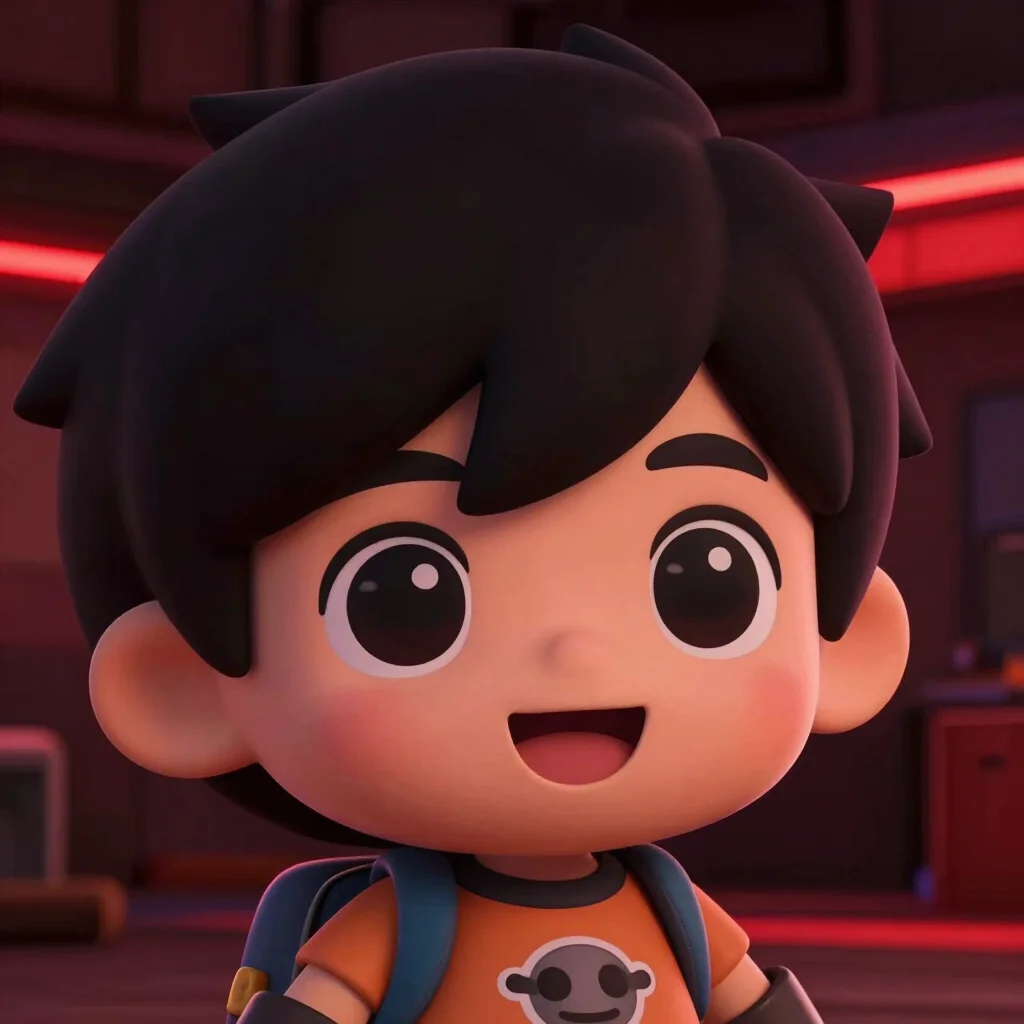 Mission Valley Chibi Rescue key art, close-up of a happy chibi character, expressive face, soft lighting, vibrant colors